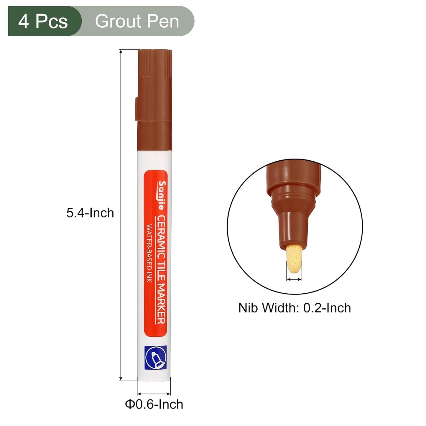 YOKIVE 4 Pcs Grout Paint Pen, Waterproof Brown Paint Tile Marker, Restoring Grout Lines, Great for Balcony, Kitchen, Bathroom