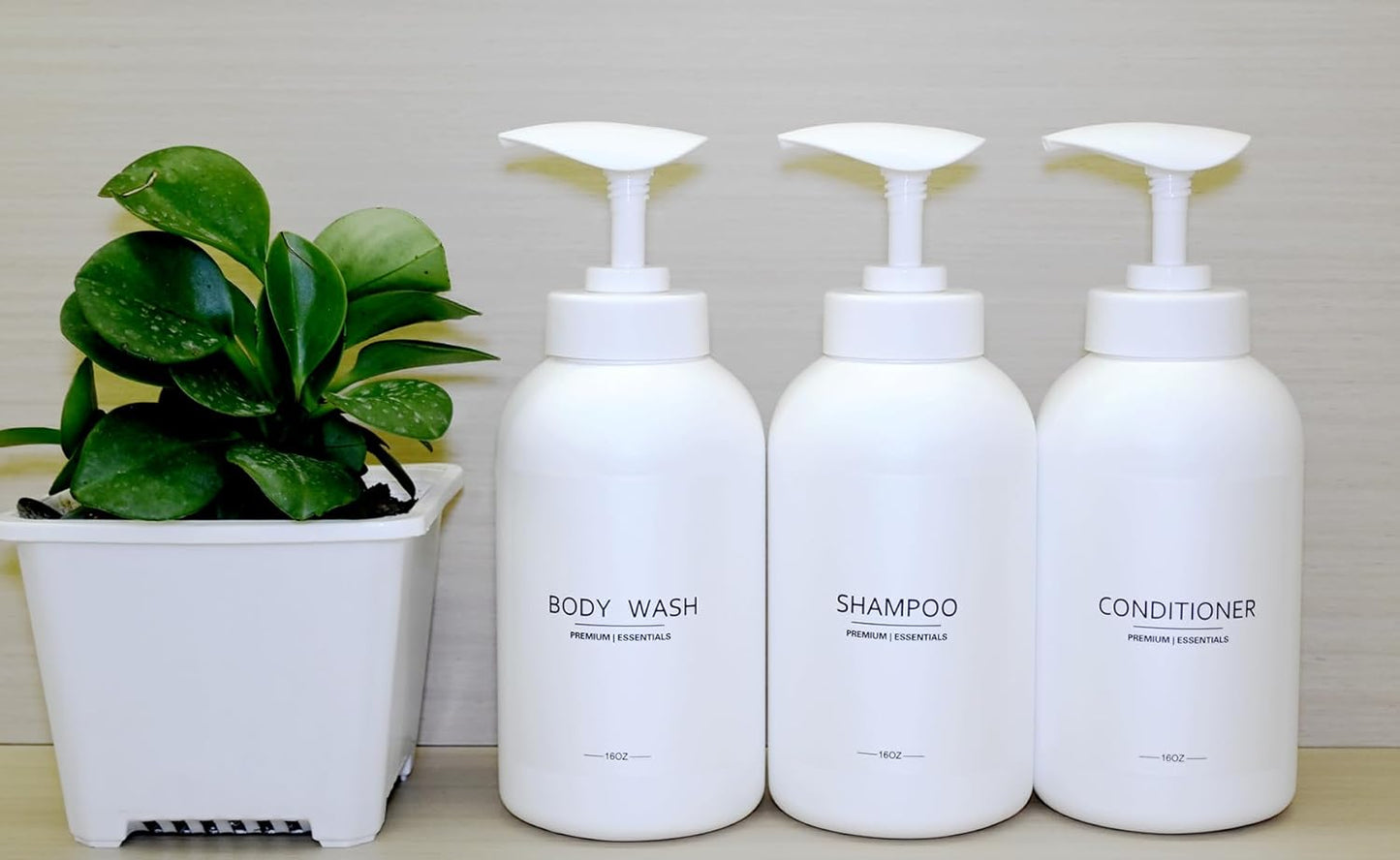 Frosted Pearl White Shampoo and Conditioner Bottles, Refillable Apothecary Dispenser Pump for Shampoo, Sanitizer, Lotion, Oil, Shower Soap, Hand Soap, Dish Soap (3, 500ml)