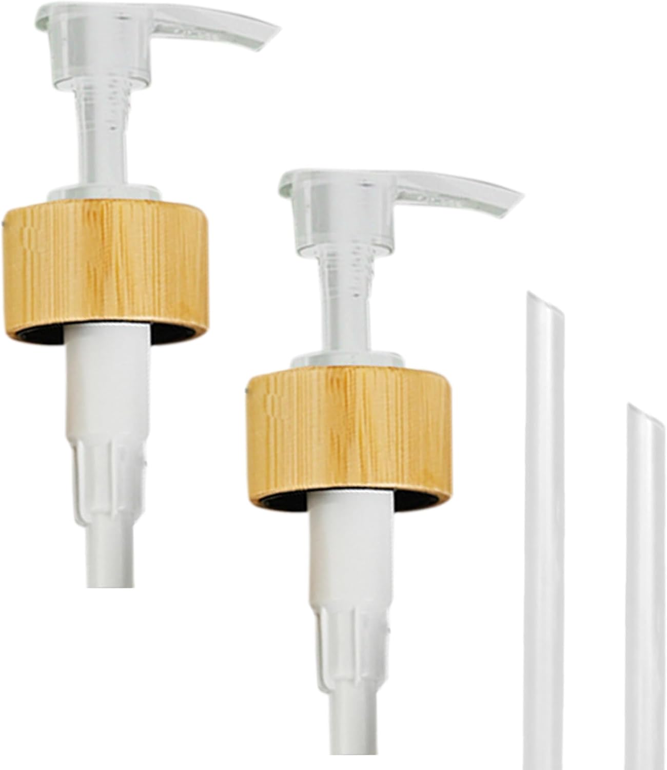 MaisoNovo Soap Pump Replacement - 2X White Bamboo Pumps - Pump Dispenser - Soap Dispenser Pump Replacement - Stainless Steel Soap Pump - Pump for Soap Dispenser