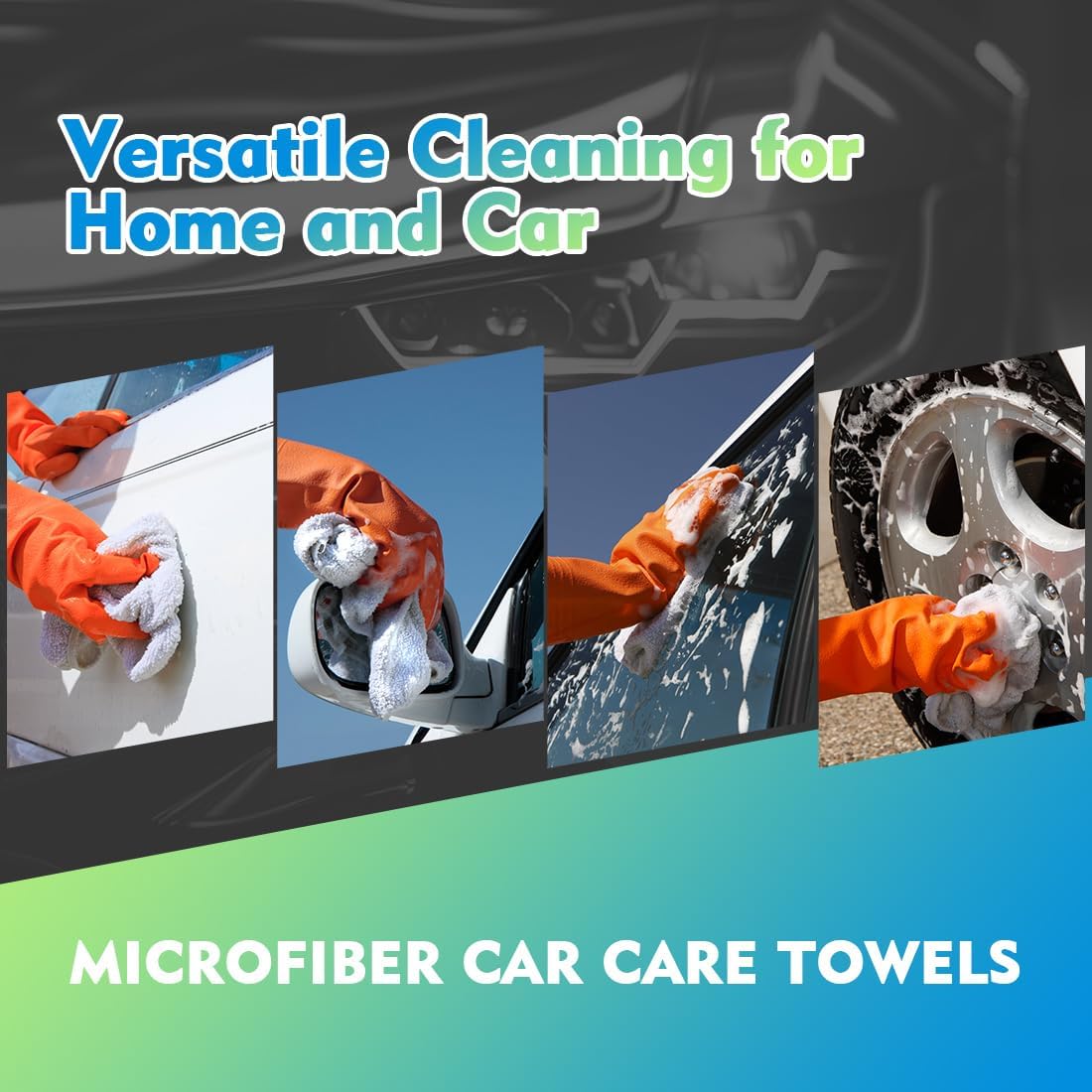 HOMEXCEL Microfiber Cleaning Cloth 6 Pack 12.5 x 12.5 inch Microfiber Towels for Cars Ultra Absorbent Car Washing Cloth Lint Free Streak Free Cleaning Rags for Car Kitchen Window White