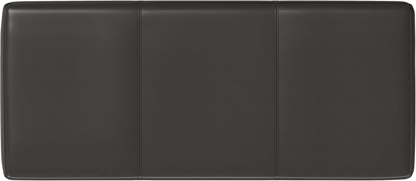 SIMPLIHOME Avalon 44 inch Wide Contemporary Rectangle Lift Top Rectangular Storage Ottoman in Tanners Brown Vegan Faux Leather, Assembled, for the Living Room, Entryway and Family Room.