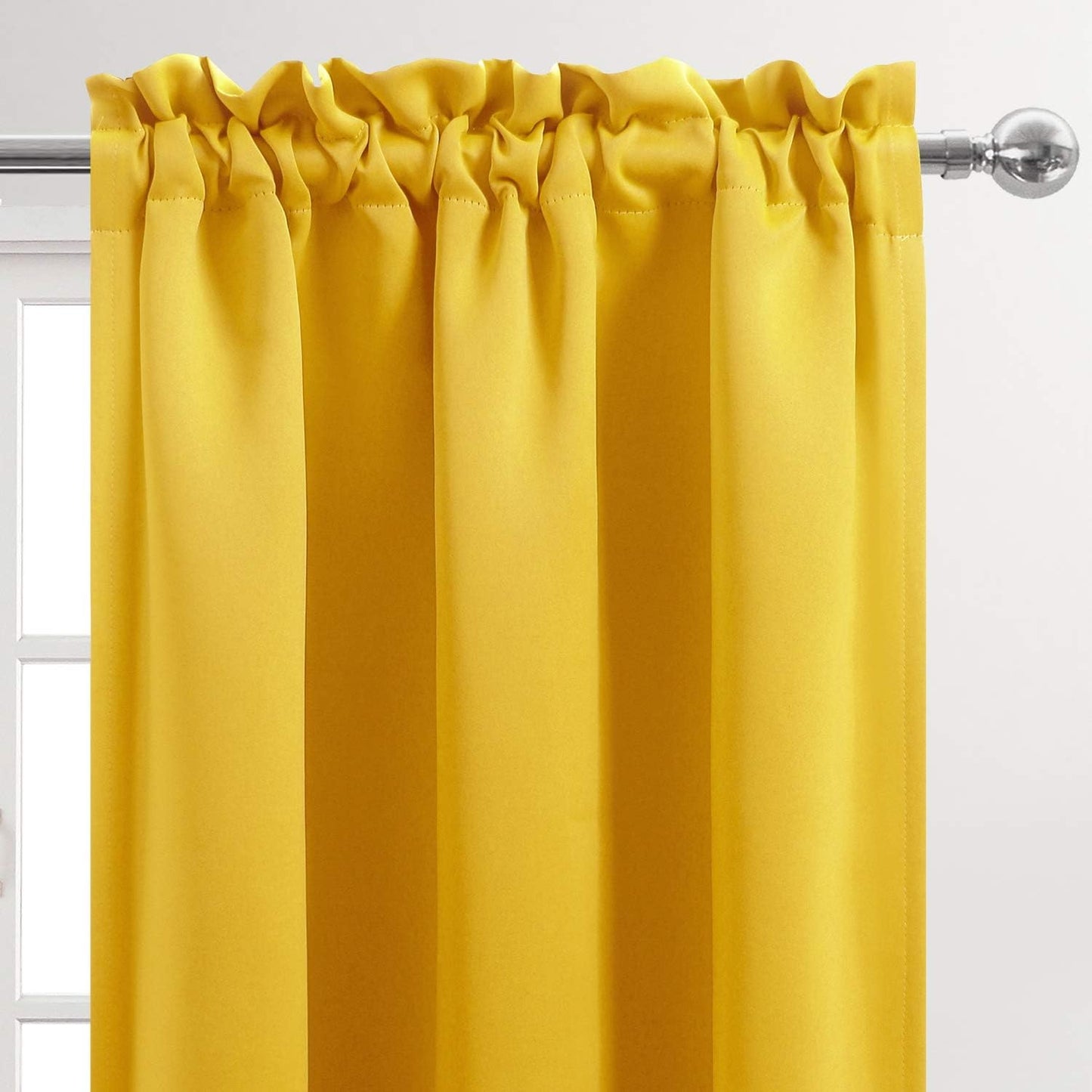 DWCN Blackout Curtains Room Darkening Thermal Insulated Bedroom Curtains Window Curtain Panels, 42 x 84 inches Long, Set of 2 Yellow Rod Pocket Drapes