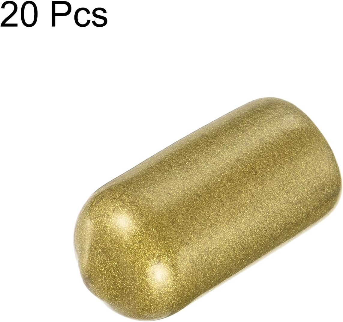 uxcell 20pcs Rubber End Caps 10mm ID Vinyl Round Tube Bolt Cap Cover Thread Protectors Gold