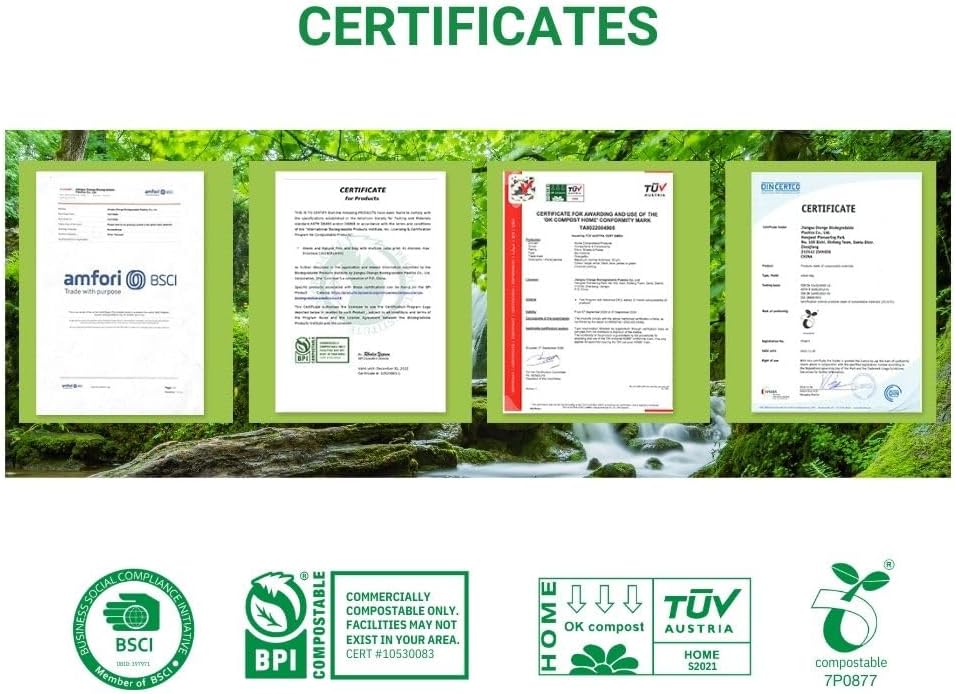 OrangeBio Certified Home Compostable Produce Bags, 1000 Count, 14 x 18 Inches, Hold Up to 14 Lbs, ASTM D6400, EN 13432, US BPI & Europe OK Compost Home Certified