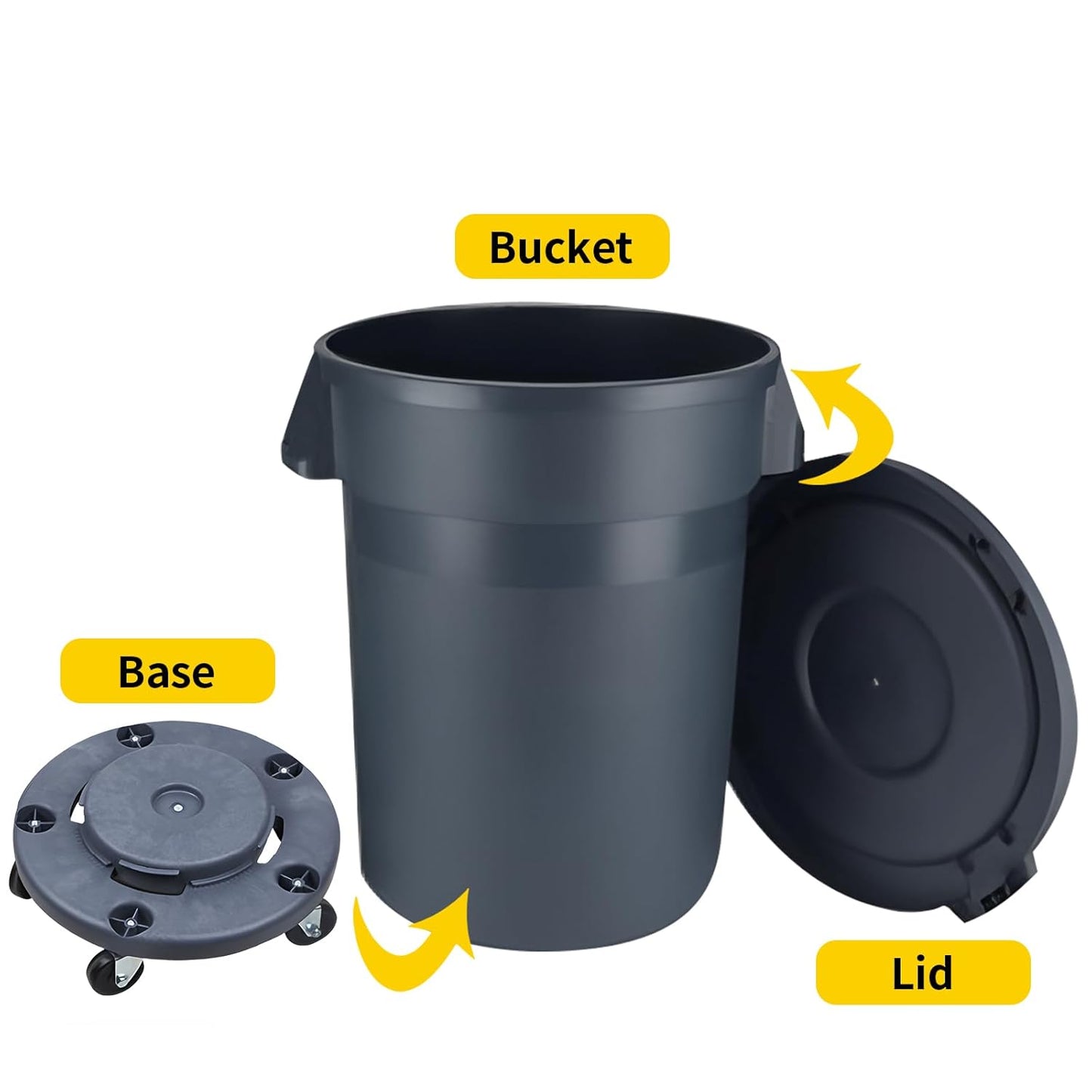 32 Gallon Outdoor Trash Can, Outdoor Trash Can with Lid and Removable Wheels, Rolling Garbage Can, Commercial Garbage Can Suitable for Restaurants, Backyards, and Garages. (1-Pack, 32 Gallon)