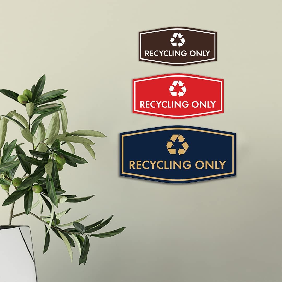 Fancy Recycling Only Sign (Navy Blue/Gold) - Small