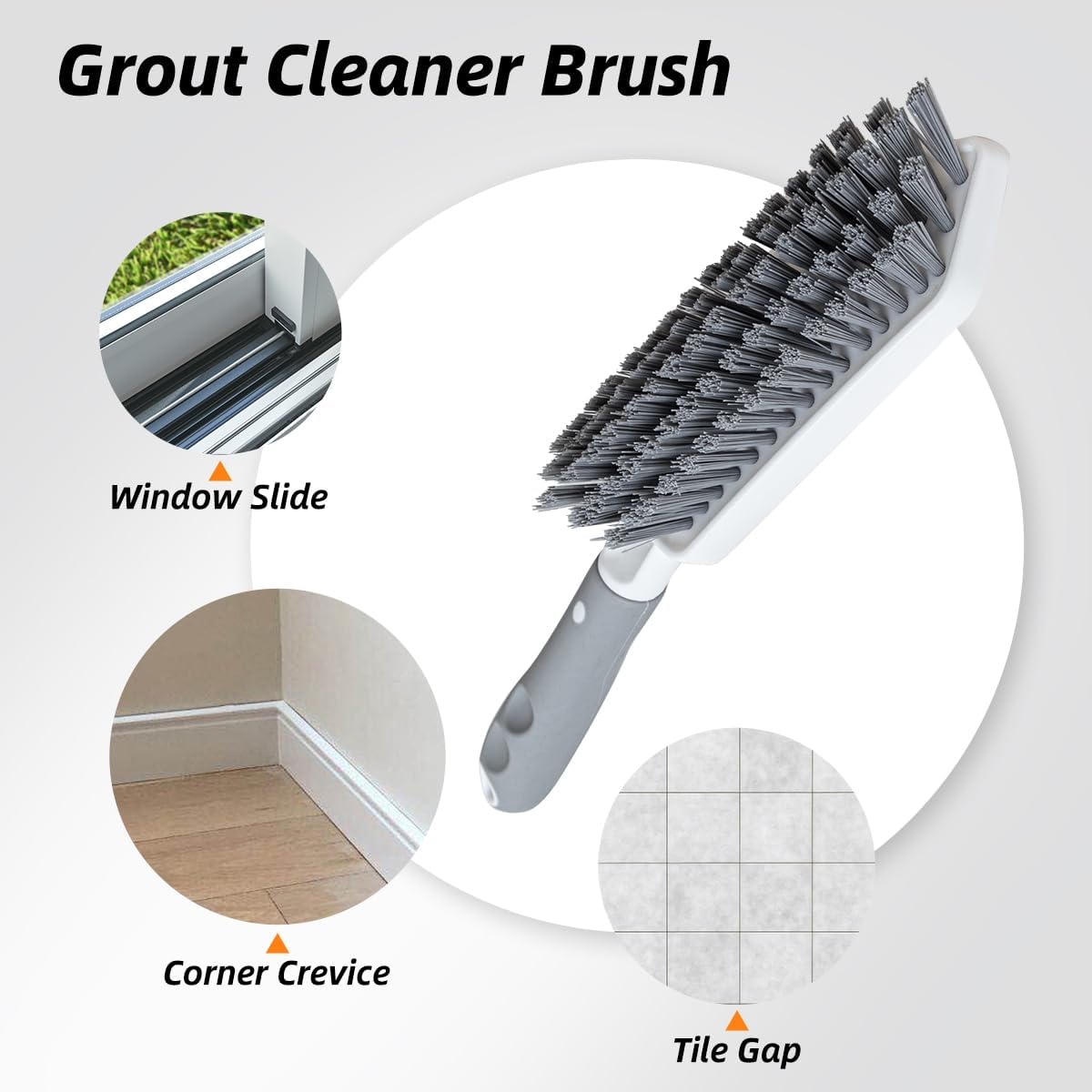 3 Pack Heavy-Duty Scrub Brush Set, Grout Brush, Shower Squeegee, Shower Cleaning Brush with Non-Slip Grip and Stiff Bristles Scrub Brushes for Cleaning Bathroom, Kitchen, Tile, Grout, Tub, Floor, Sink