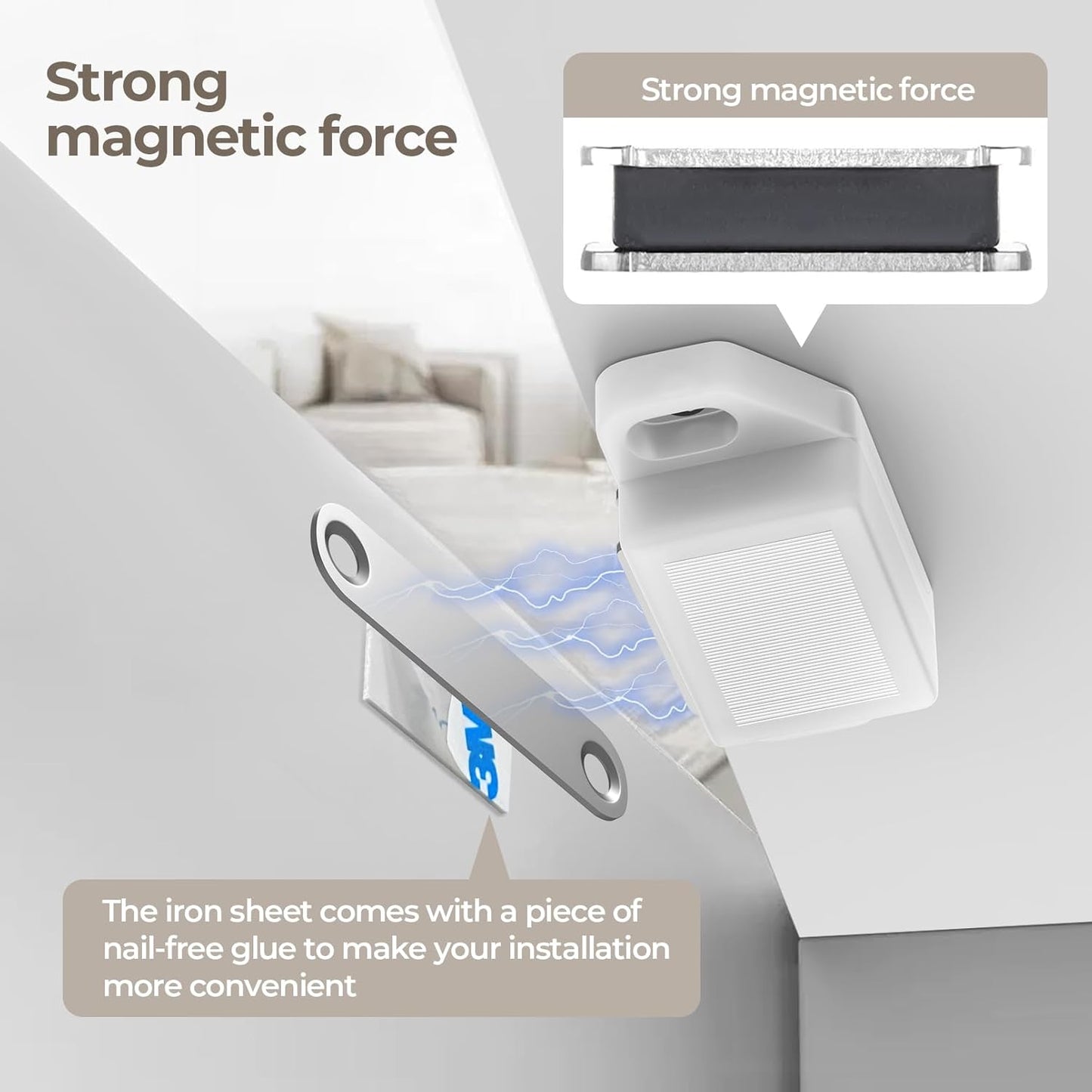 Cabinet Magnetic Catch Door Latch 30LB for Kitchen Drawer Magnets to Stay Closed Magnetic Catch Closet for Drawer（White 12 Pack）