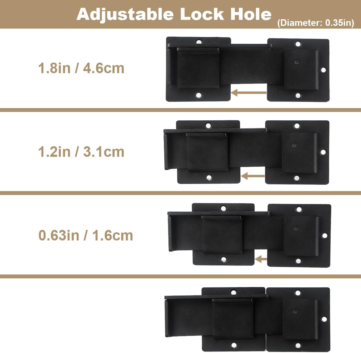 7.5'' Flip Gate Latch Lock with Padlock Hole 4mm Heave Duty Carbon Steel Adjustable Barn Door Lock Safety Gate Hardware for Ourdoor Wooden Fence, Cabinet, Shed, Sliding Doors