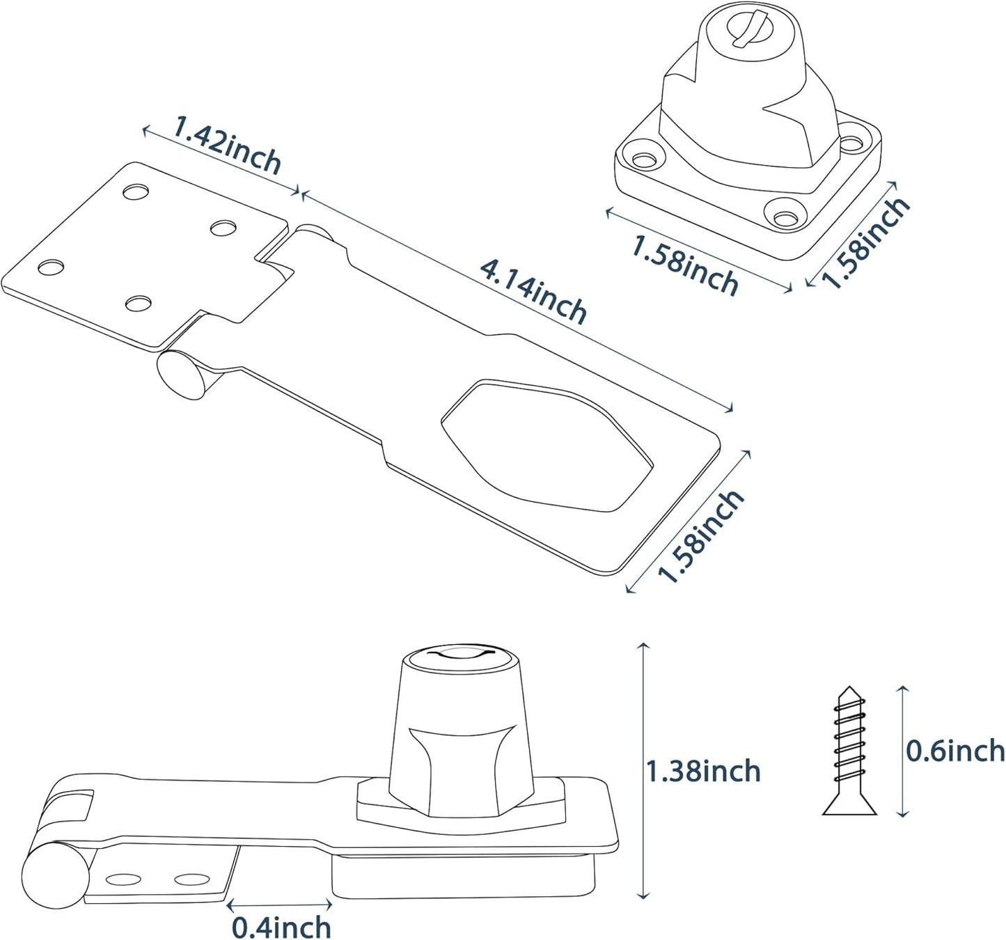 Alise Keyed Hasp Lock,4 Inch Safety Packlock Clasp Hasp Lock Latch with Lock,Door Hinge Lock with Keys Keyed Locking Hasp for Cabinets Closets Doors,Red Bronze