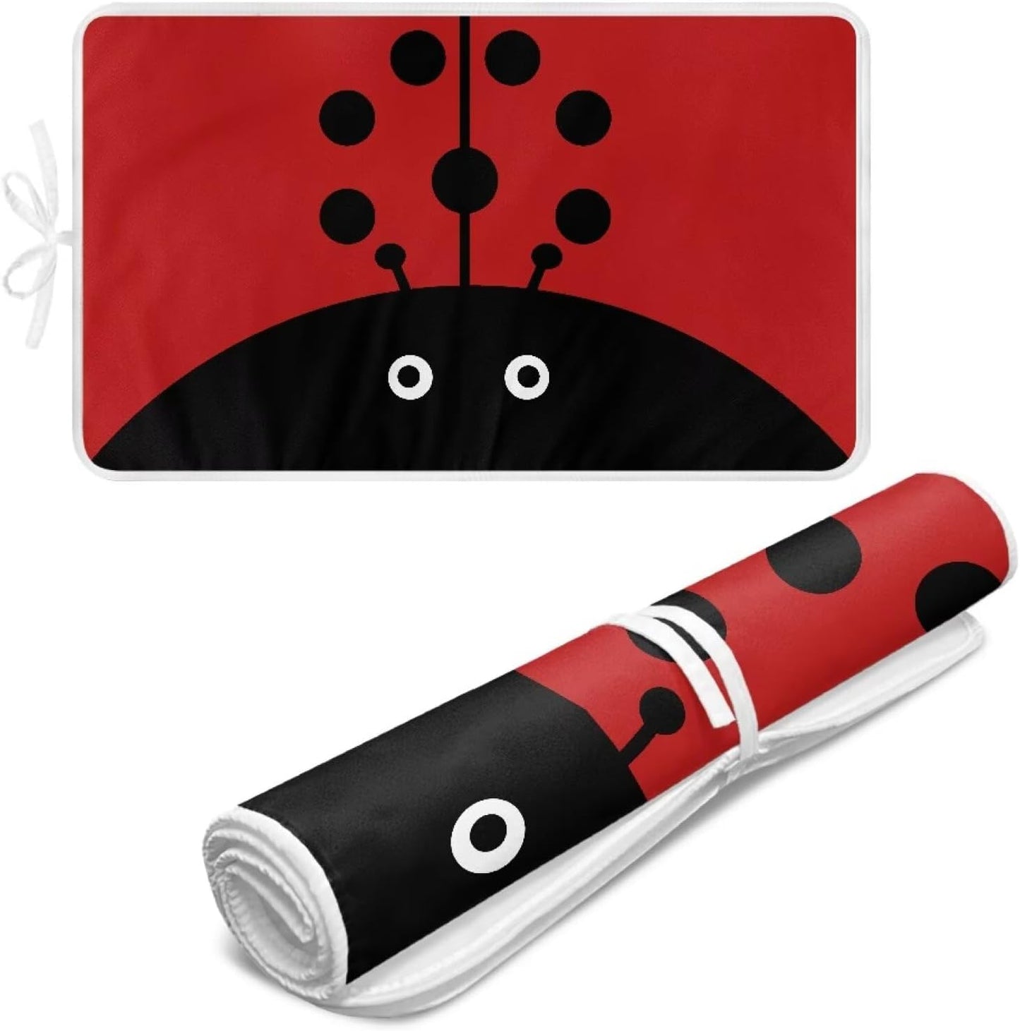 Cute Iron Mat Blanket Travel Foldable Ladybugs Ironing Pad Fabric Ironing Board Cover for Top of Tabletop,Brown Thick & Large Portable Iron Pads 32 x 16 Inch