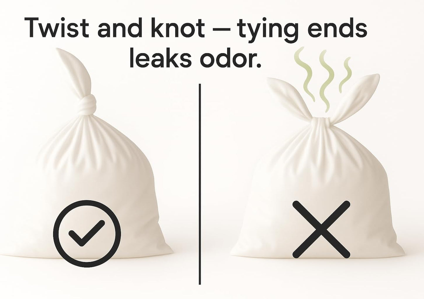 BOS, Odor-Sealing Dirty Diaper Trash Bags - Scent & Smell Free (Color: Cream Yellow) (Pack of 2)(X-Small)