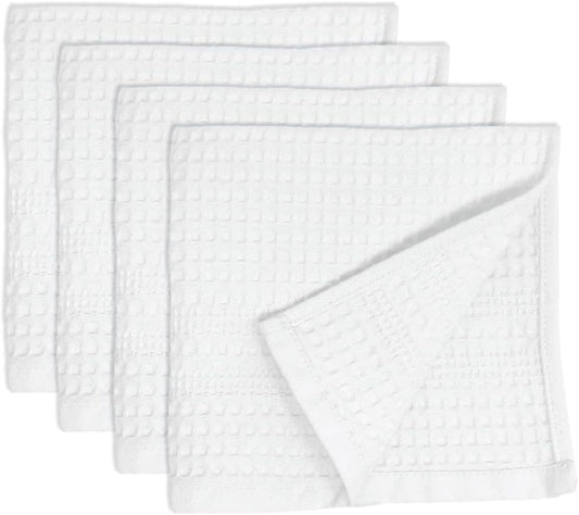 GILDEN TREE Waffle Towels Wash Cloths for Showering, Exfoliating Washcloth Face Towels, Quick Dry Towel Cotton Washcloths Set of 4, Classic Style (White)