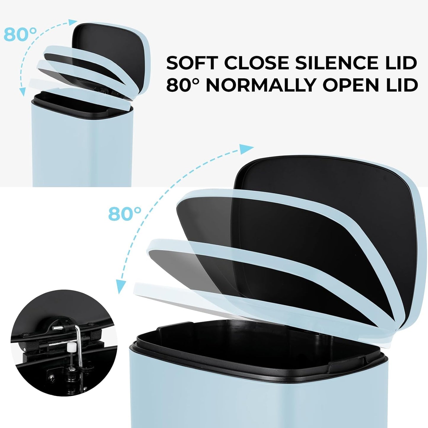 8 Gal Kitchen Trash Can, 30L Recycling or Garbage Bin, Brushed Stainless Steel Waste Basket, Soft&Quiet Close Dustbin, with Step-On Pedal, Removable Inner Bucket, for Home, Office, Living Room