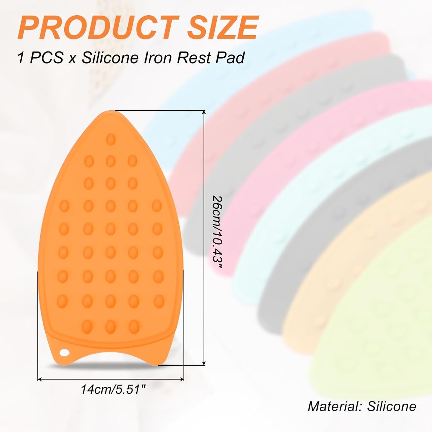 PATIKIL Silicone Iron Rest Pad, Multipurpose Hot Heat Resistant Iron Rest Plate Protective Pad for Ironing Board Hot Resistant Steamer Steam Compact Mat, Orange