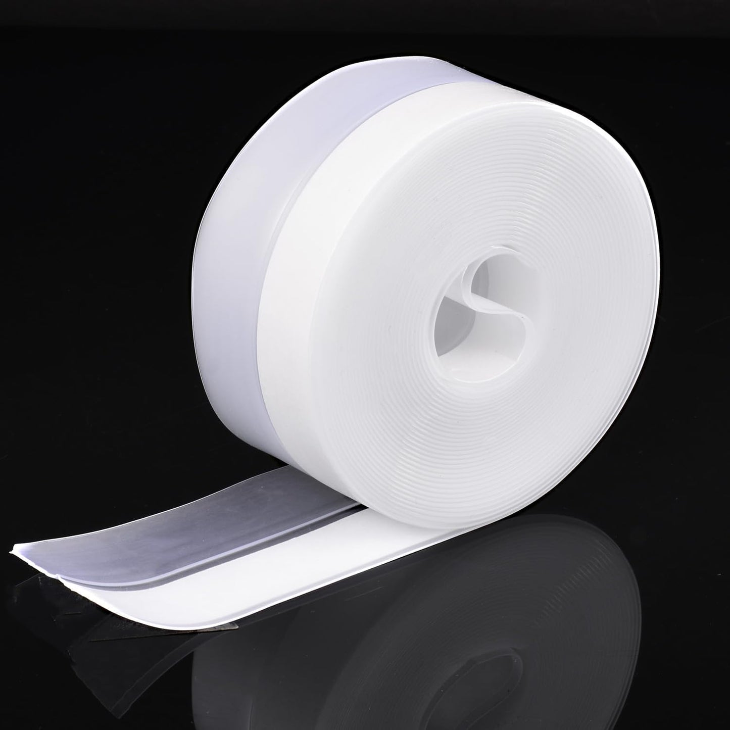 Silicone Seal Weather Stripping Tape 16.5 Ft Strip Bottom Draft Insulation Stopper Tape Weatherproof Soundproof for Door or Window Bathroom Shower Glass Gaps（35mm*5m）
