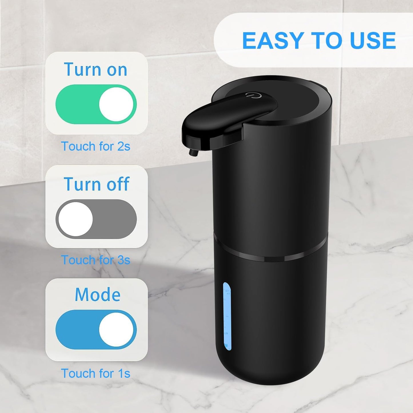 Automatic Soap Dispenser,380ml Touchless Liquid Foam Soap Dispenser,USB Rechargeable Electric Hand Free Pump Soap Dispenser for Bathroom Kitchen