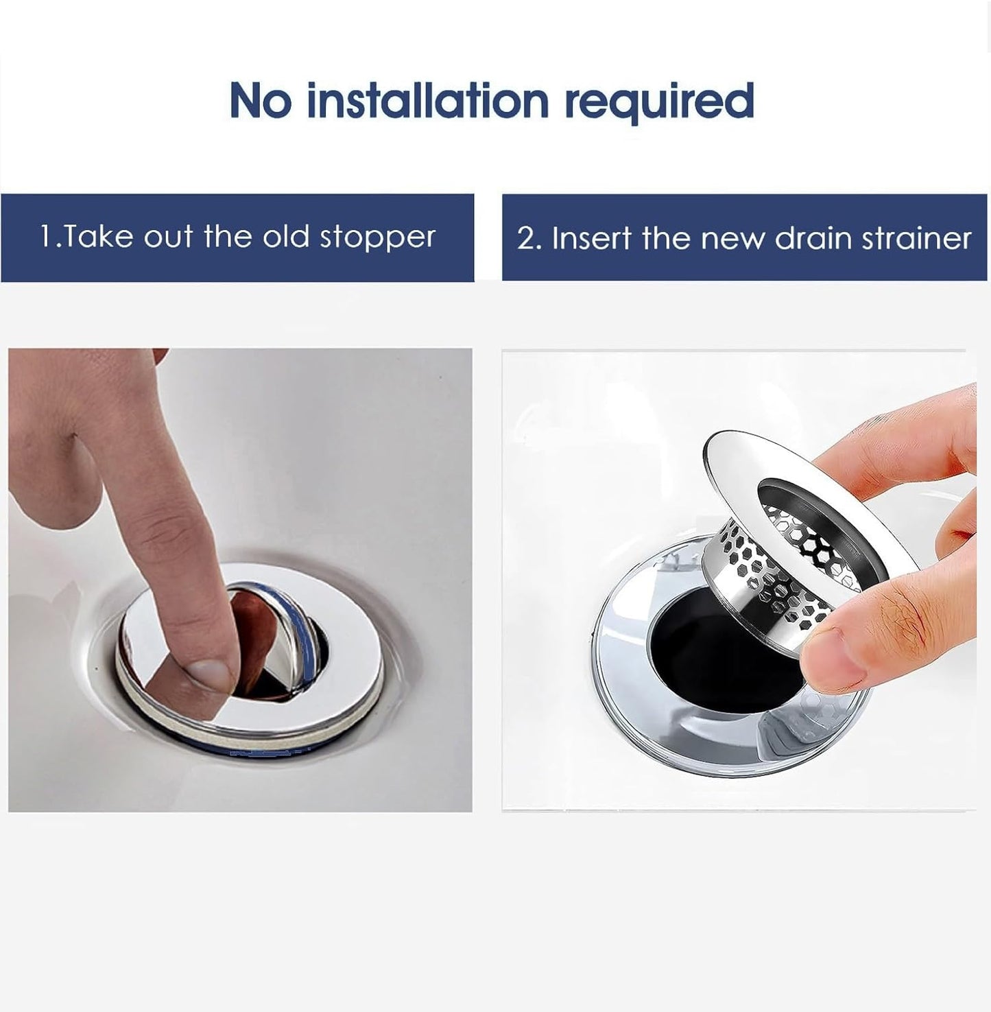 Bathroom Sink Strainer (3 Pack), Bathtub Drain Cover Lavatory Sink Drain Strainer Hair Catcher for Laundry Utility RV Sink, Stainless Steel Drain Filter. Fit Hole Size from 1.25" to 1.3"