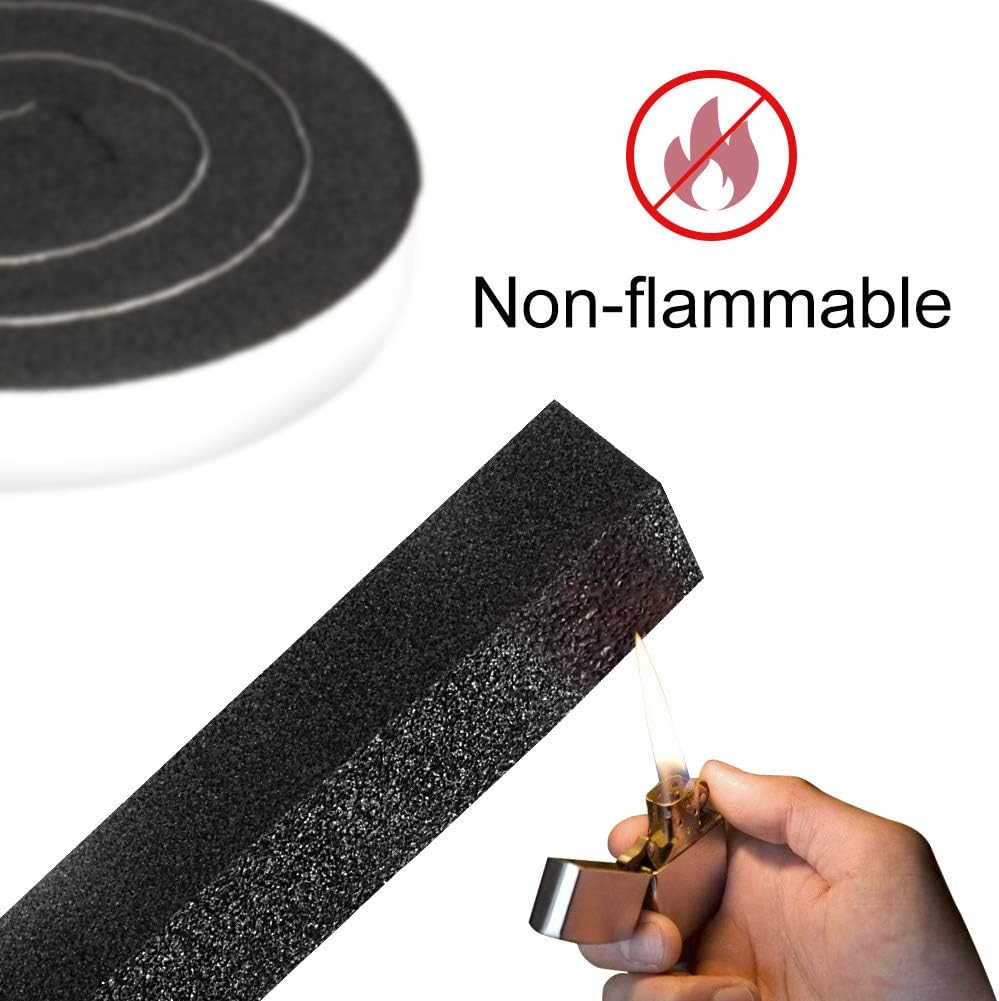 2 Rolls 1/2 Inch W 1/2 T Weather Stripping Air Conditioner Open Cell Foam Seal Tape, Window Insulation High Resilience Seal Strip for Doors Window,Total 16FT