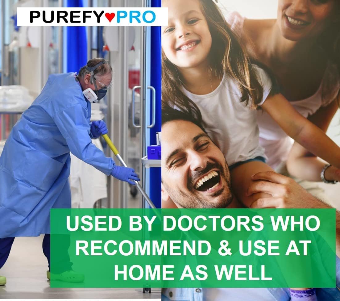 Purefypro Disinfectant Spray (1.7oz, 6 Pack) - No Rinse. No Residue. Kills 99.9999% Norovirus, HIV, Hepatitis, Flu, Monkeypox Virus, and Fungi, MRSA VRE, Drug Resistant Germs. (On The Go)