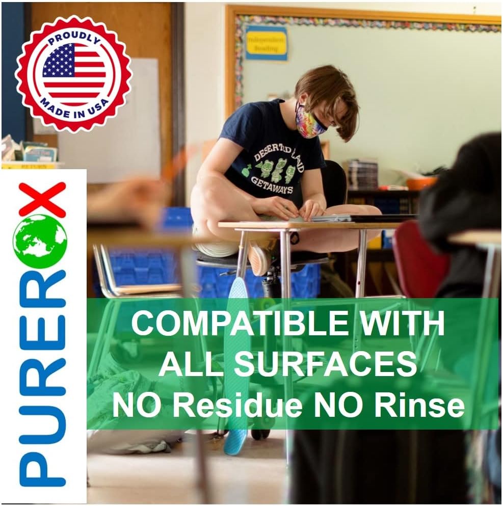 disinfectant (1 gallon) Eliminate 99.9999% viruses, Norovirus, HIV, MRSA and fungi. PUREROX Hypochlorous technology. Hospital Grade. Use Anywhere. No residue.No Rinse. Suitable All Surfaces