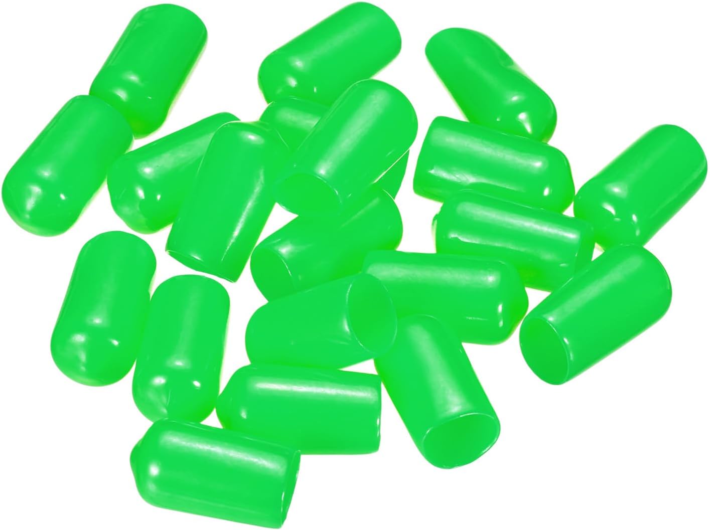 uxcell 20pcs Rubber End Caps 10mm(3/8") ID Vinyl PVC Round Tube Bolt Cap Cover Screw Thread Protectors Green