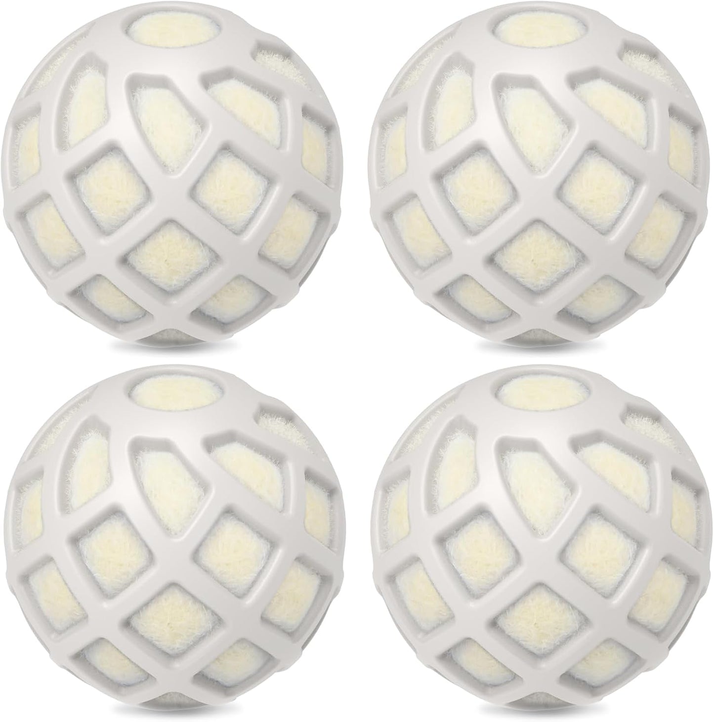 Dryer Balls – Patented Silicone Guard, Natural Wool Core, Super Anti-Tangle & Saves Drying Time, Reduces Static & Noise, Natural Fabric Softener, XL 3" (Beige, Pack of 4)