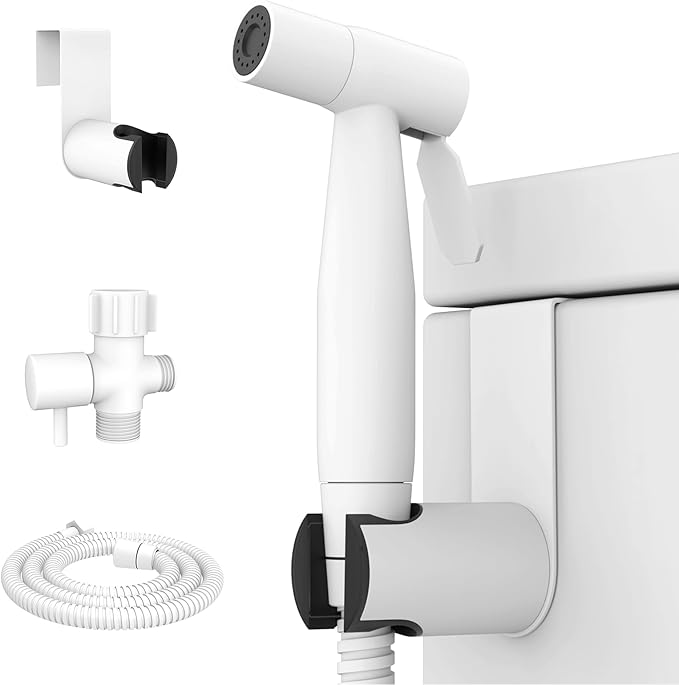 Arofa Matte White Bidet Sprayer for Toilet, Handheld Jet Sprayer Adjustable Water Pressure Muslim Shower with Bidet Hose, Bidets Faucet for Existing Toilets Cloth Diaper Spray for Baby/Feminine Wash