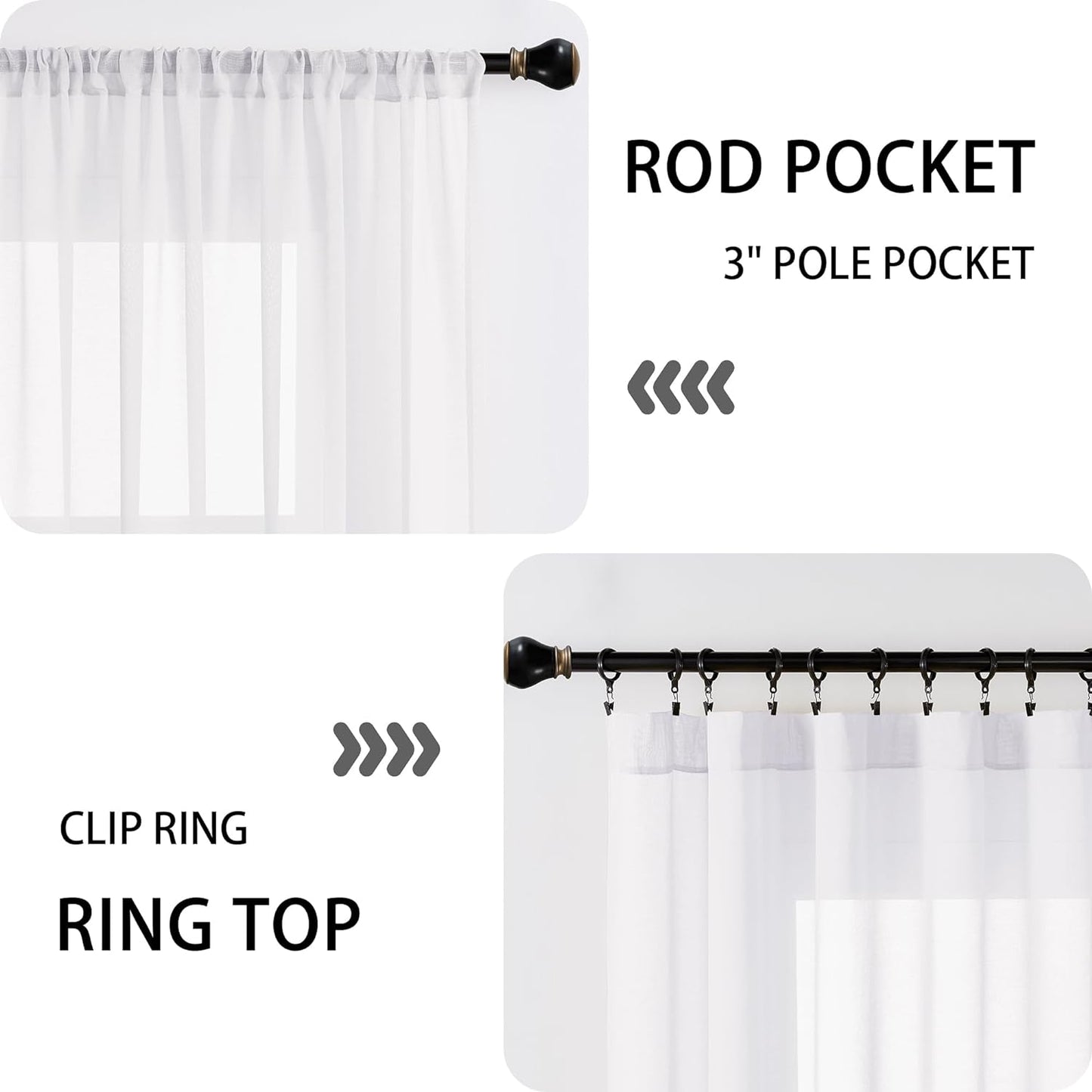 Tollpiz Sheer Door Curtains Closet Linen Textured Curtain Sheers Doorway Light Filtering Voile French Door Rod Pocket Curtains Patio Glass Door, 54 x 63 inches Long, White, Set of 1 Panel