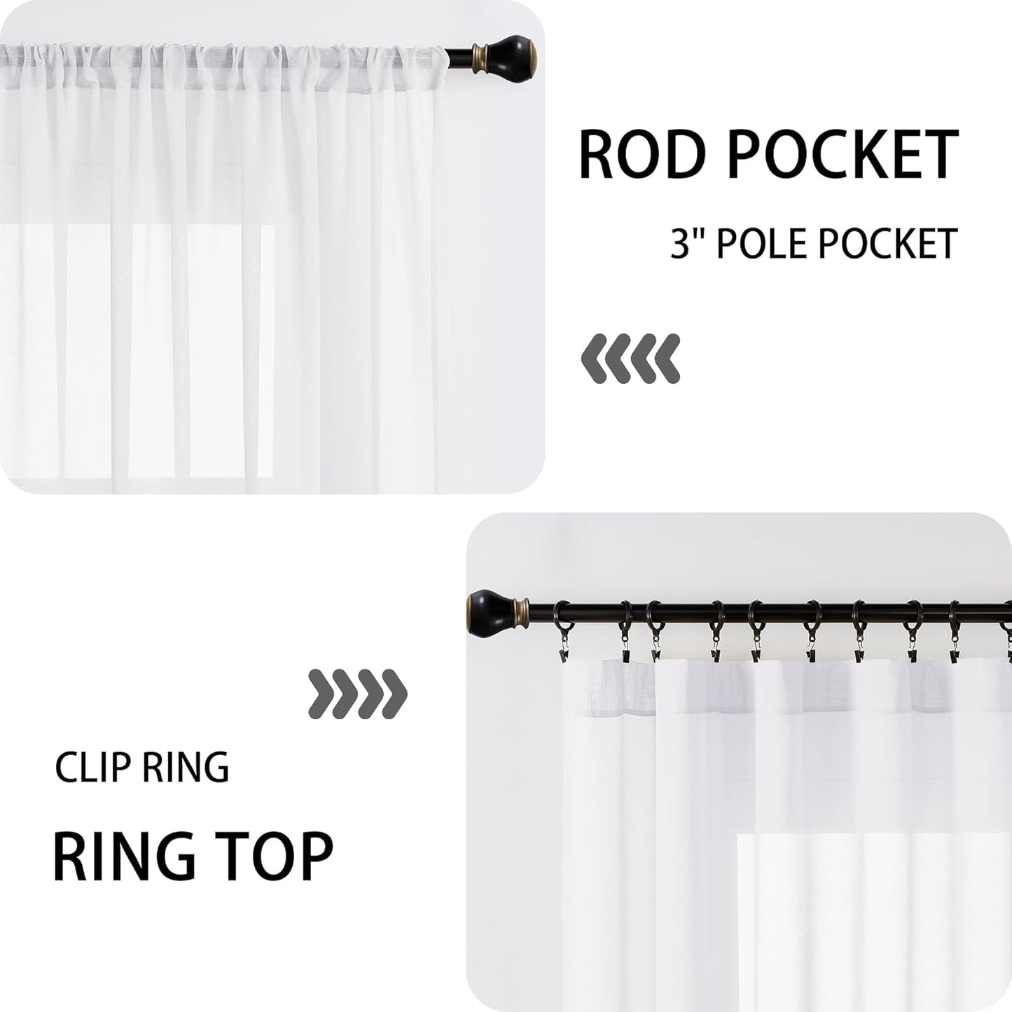 Tollpiz Sheer Curtain Closet Linen Textured Curtain Sheers Doorway Light Filtering Voile French Door Rod Pocket Curtains Patio Glass Door, 25 x 80 inches Long, White, Set of 1 Panel