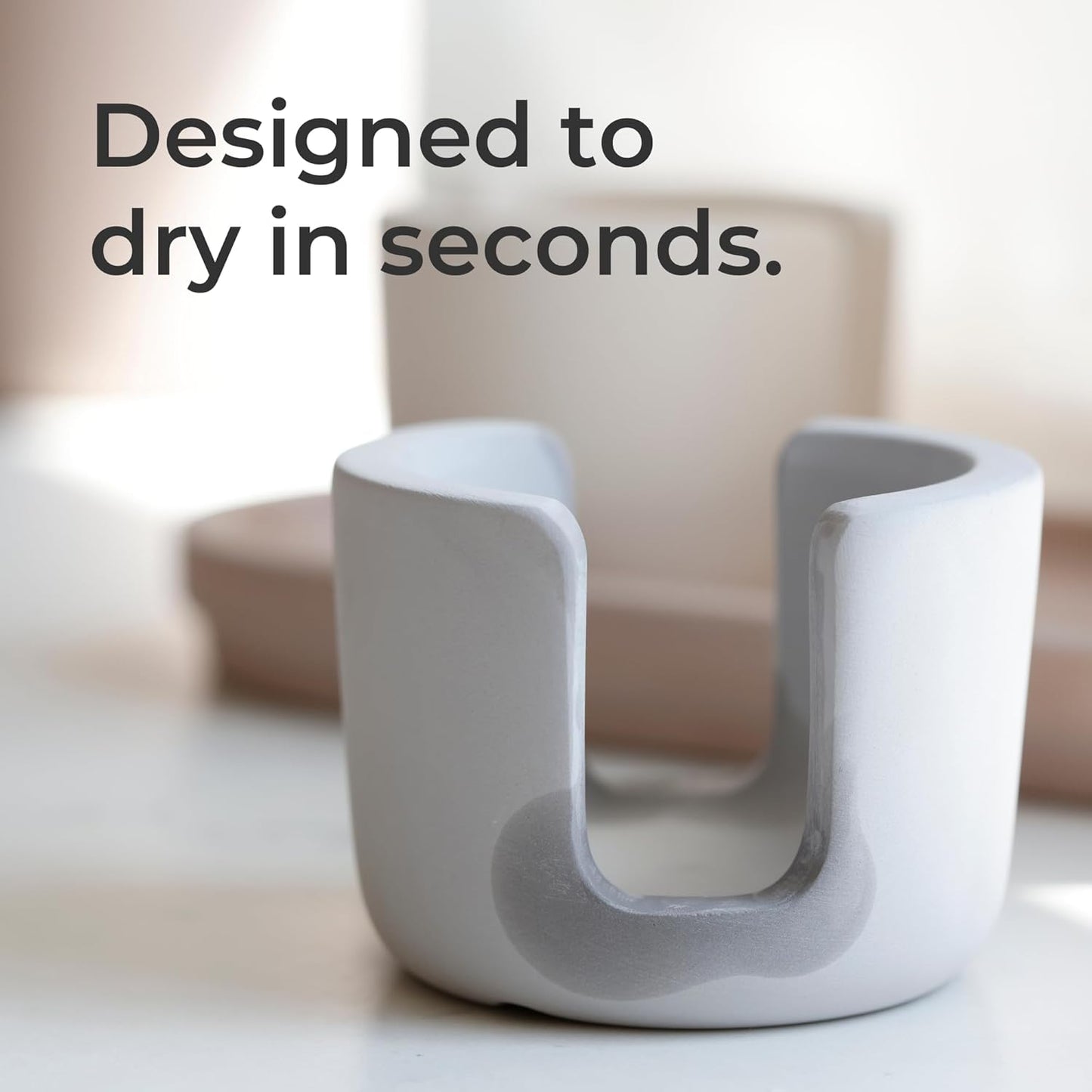 Selegna Diatomite Stone Sponge Caddy – Quick Drying Diatomaceous Earth Sink Organizer – Instant Drying Kitchen Sponge Holder for Sink – Compact Large Stone Sponge Holder