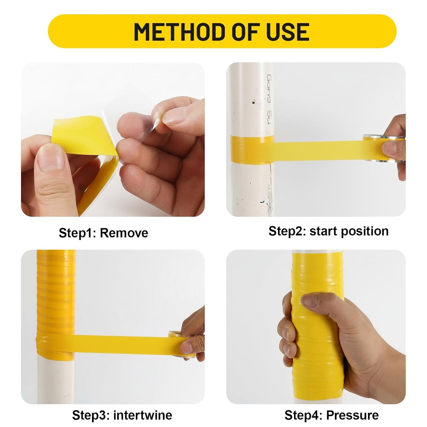 Self Fusing Silicone Tape 2 Rolls 1 in x 10' Yellow Waterproof Rescue Tape Rubber Leak Silicone Self-amalgamating Tape for Plumbing, Sealing Pipes, Hose Repair, Outdoor Coax and Tool Fixation