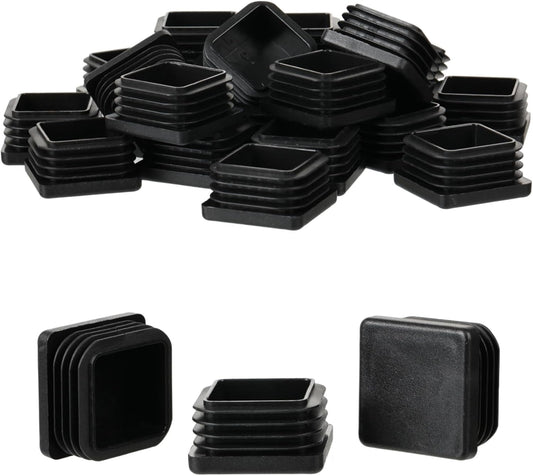 Furnigear Plastic Plugs Tubing End Cap Chair End Caps Outside Bottom Tubing Caps Square Furniture Sliders Glides Black (24, Fit 1.19-1.3" Square Tube Inner Size)
