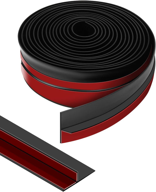 Orghtin T-Shaped Silicone Seal Strip, Black Door Sealer Weather Stripping Door Seal Strip, 10Ft Door Draft Stopper for Side of Door