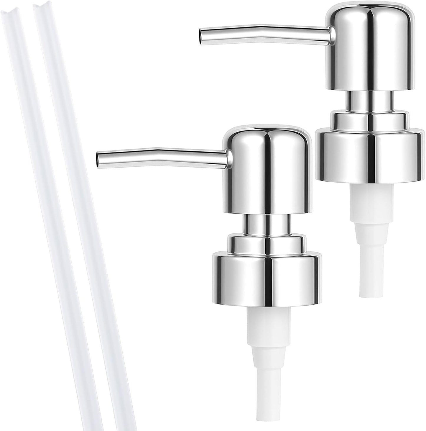 2 Pack Soap Dispenser Pump Replacement Top Dispenser Pumps Refill Dispensers Liquid Hand Soap Dispensers Soaps Pumps Replacement for Lotion Regular Glass Mouth Bottles, Silver