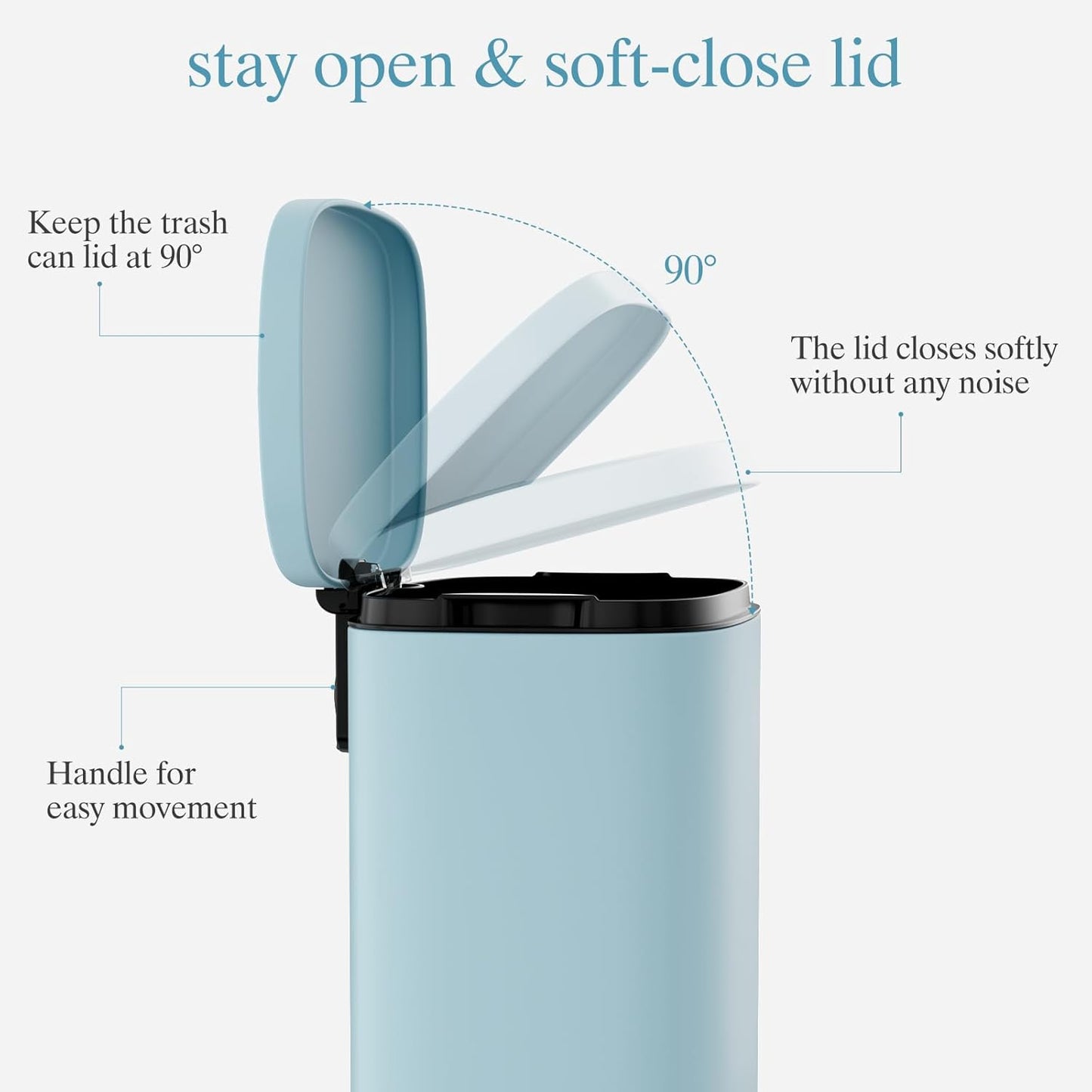 AthLike Trash Can, Stainless Steel Kitchen Garbage Can, Step Waste Bin with Hinged Lid and Removable Inner Bucket, Soft-Close, Dustbin for Bathroom Bedroom Living Room Home (Tide Pool Blue, 8 Gal)