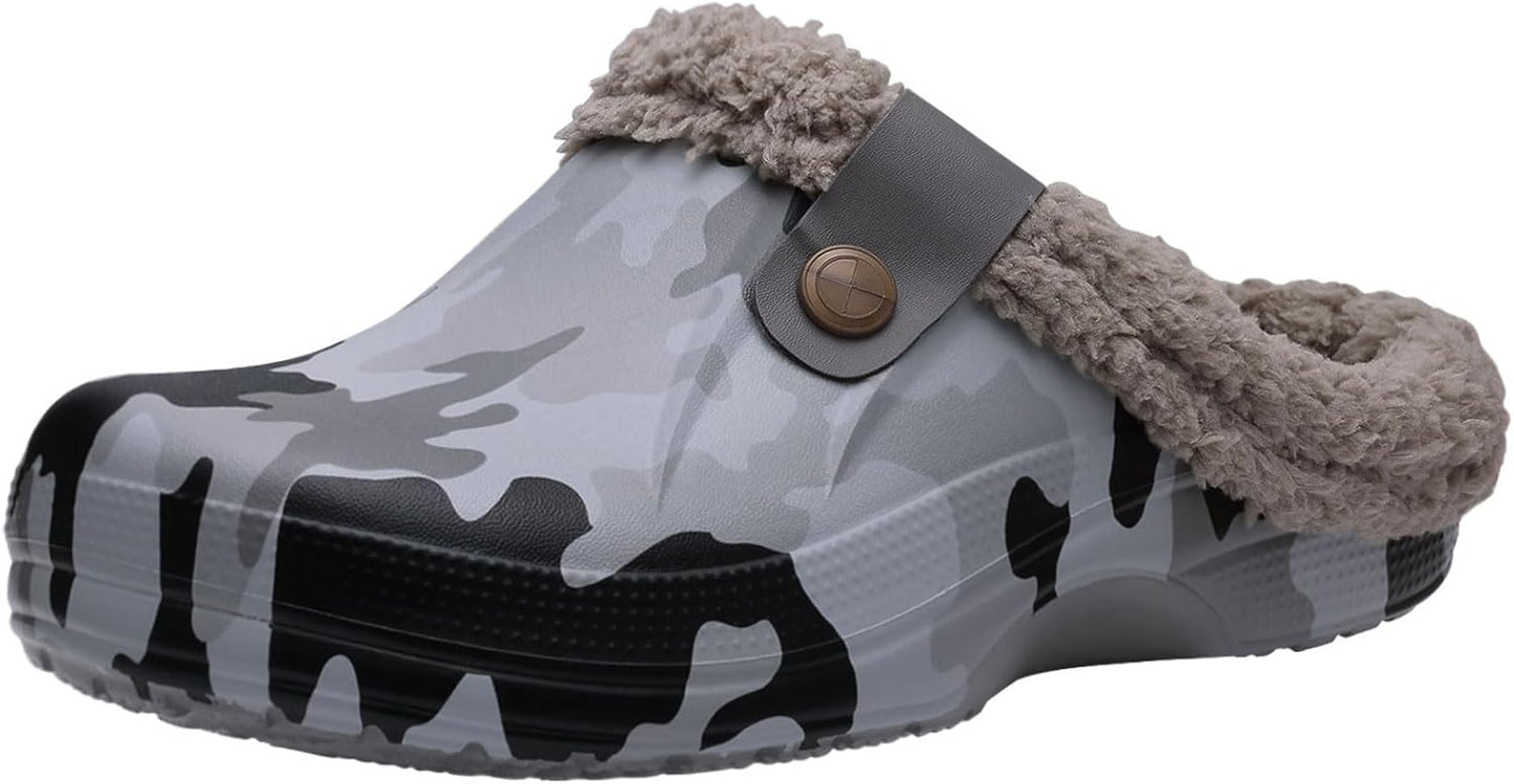 Beslip Classic Fur Lined Clogs Waterproof Winter Fuzzy Slippers for Women Men Indoor and Outdoor