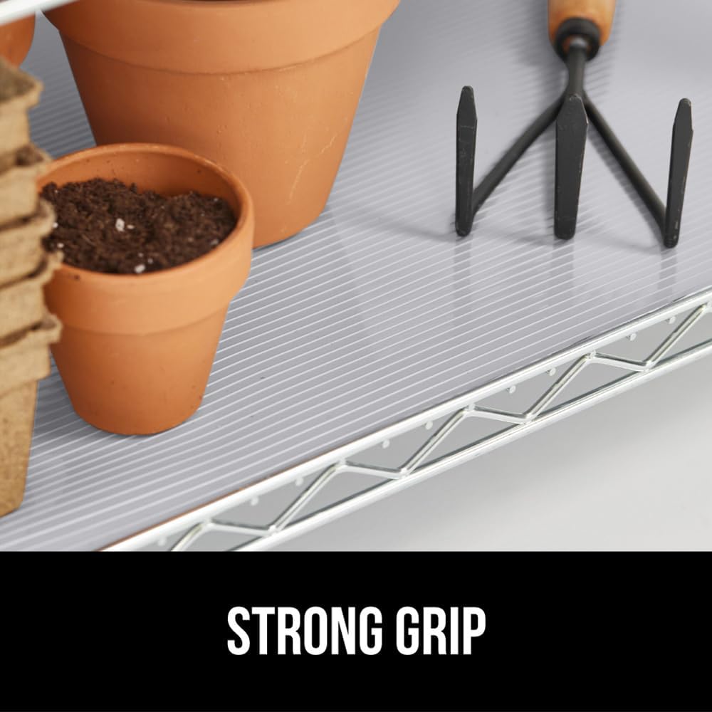 GORILLA GRIP DuraGuard Shelf Liner, 17.5x20 Non-Adhesive Cabinet Liners for Kitchen Drawers, Shelves, Refrigerator, Pantry Storage, Bathroom Closet, Durable Waterproof BPA Free Ribbed Plastic, Lt Gray