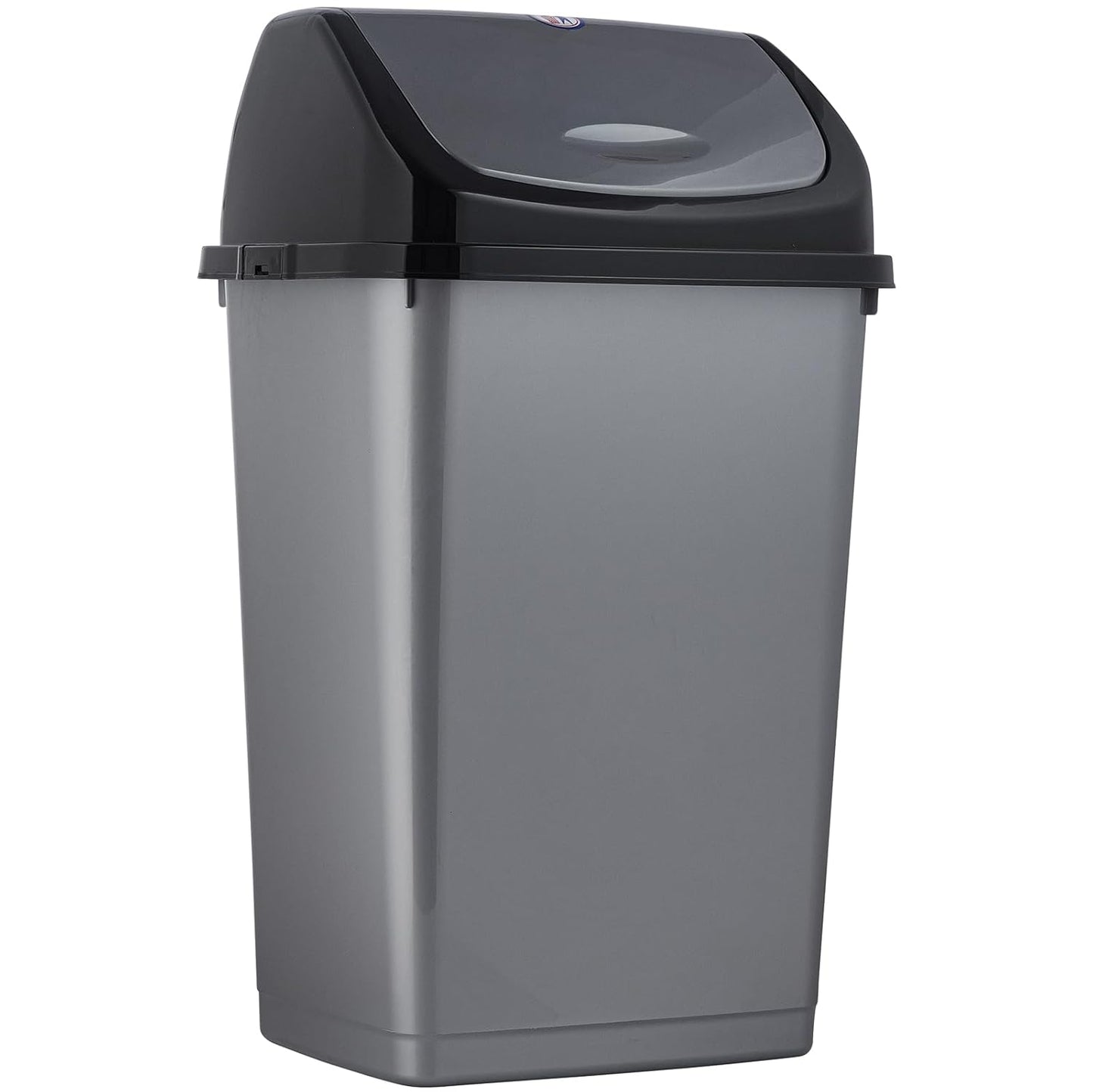 Superio Kitchen Trash Can 13 Gallon with Swing Lid, Plastic Tall Garbage Can Outdoor and Indoor, Large 62 Qt Recycle Bin and Waste Basket for Home, Office, Garage, Patio, Restaraunt (Grey/Black)