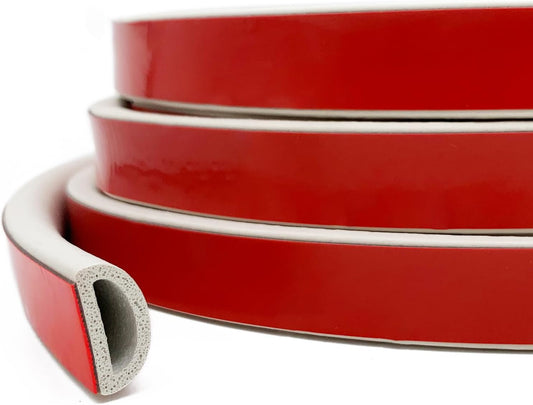 White Rubber Weather Stripping, Self-Adhesive D Shape Rubber Seal for Boat, Auto, RV, Marine, Garage Doors/Window and More, W:0.75"; H:0.375"; L:25Feet