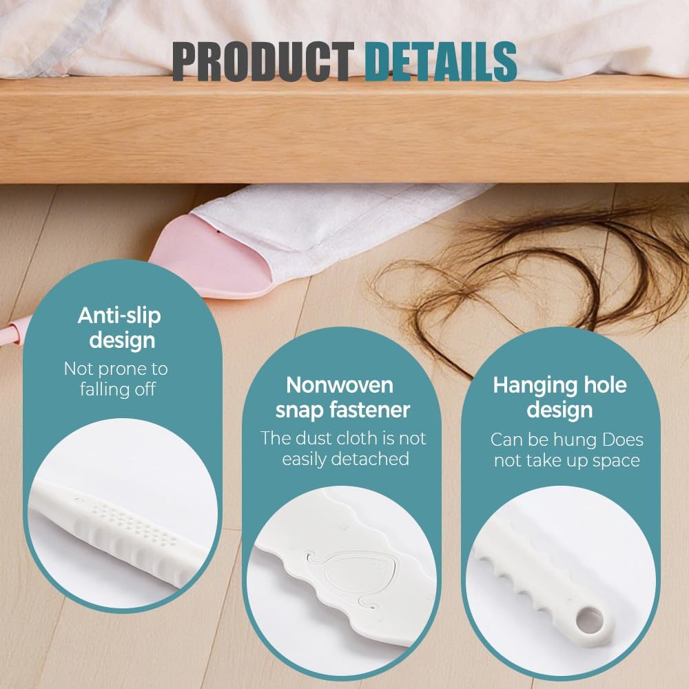 Retractable Gap Dust Cleaner, Bendable Microfiber Duster for Household Flat Duster for Under Appliances, Retractable Gap Dust Cleaning Artifact Extendable Dusters with Nonwoven Fabric (2, White)