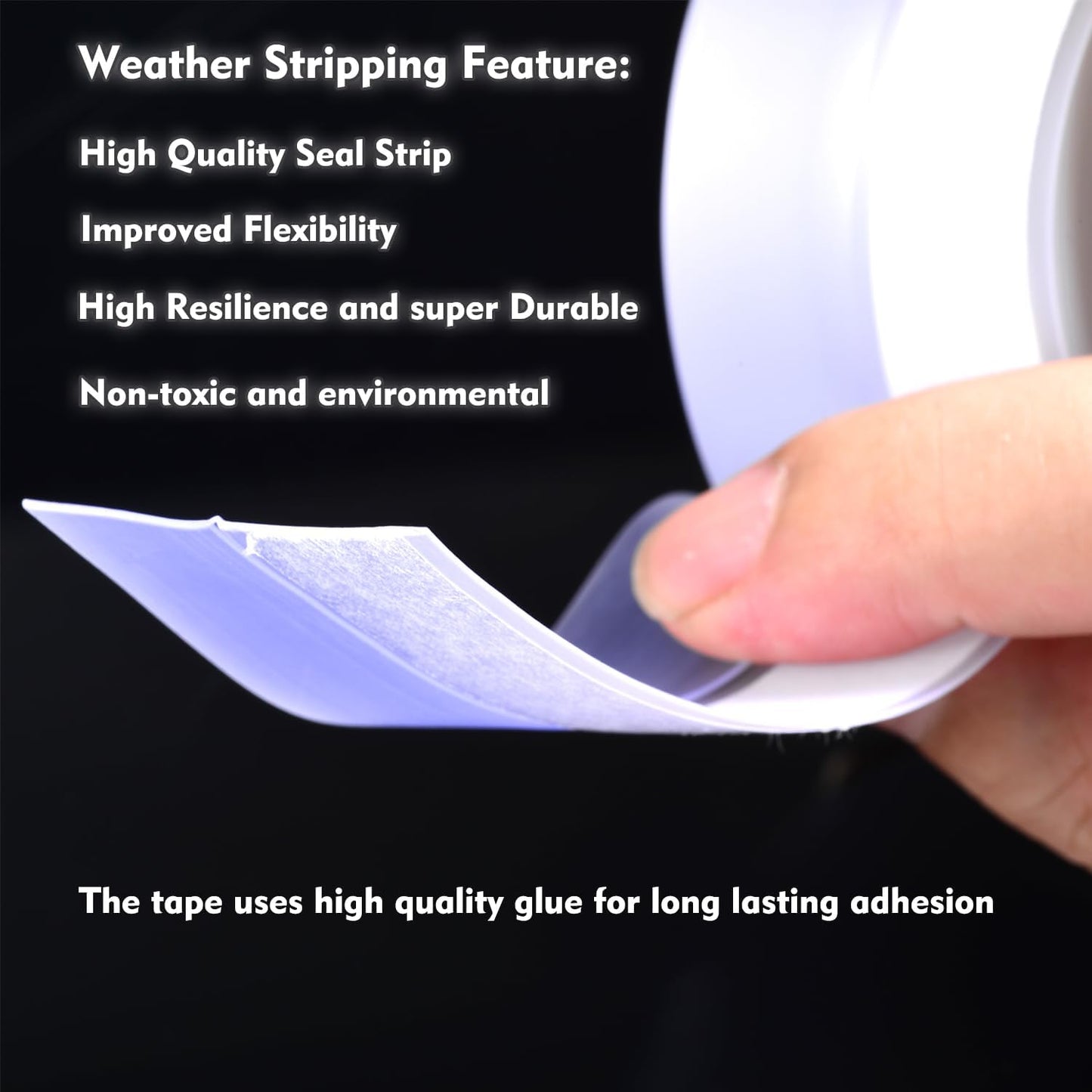 Silicone Seal Weather Stripping Tape 16.5 Feet Strip Bottom Draft Insulation Stopper Tape Weatherproof Soundproof for Door or Window Bathroom Shower Glass Gaps（45mm*5m）