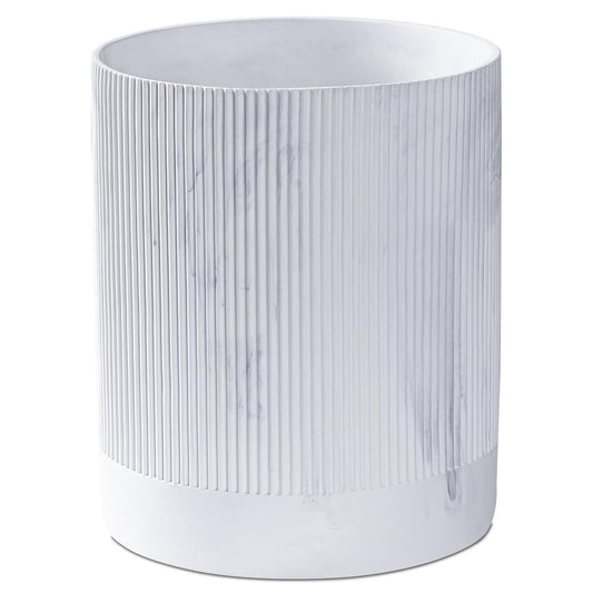 Polytree White Marble Stripe Wastebasket,Round Bathroom Trash Can 2.5 Gallon(9 Liter) Small Kitchen Garbage Can,Living Room Bedroom Trash Can, Decor Wastebasket for Home Office Marble Stripe