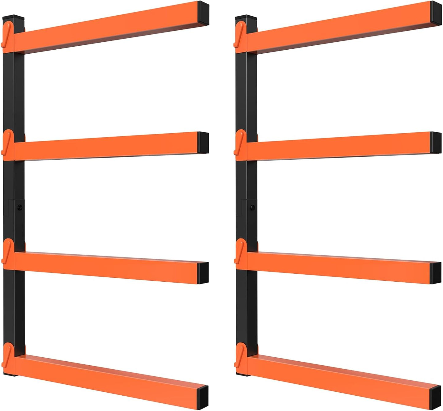 NANANARDOSO Wall Mount Wood Organizer and Lumber Storage,Heavy Duty Metal Shelf with 4-Level,Lumber Metal Racks for Indoor and Outdoor Use,2 Pack