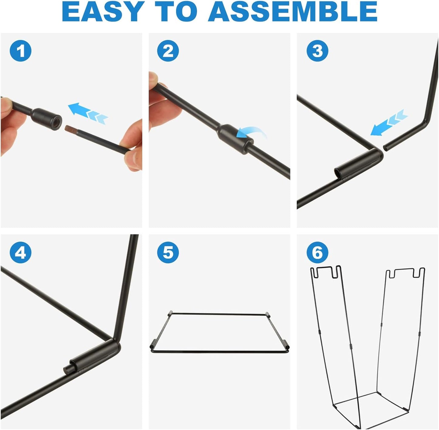 2 Pack Metal Trash Bag Holder, Garden Garbage Bag Holder for 30-45 Gallon Bags for Leaves, Yard Weeding, Camping, Lawn Party - Multi-Use Outdoor (Black with 8 clips)