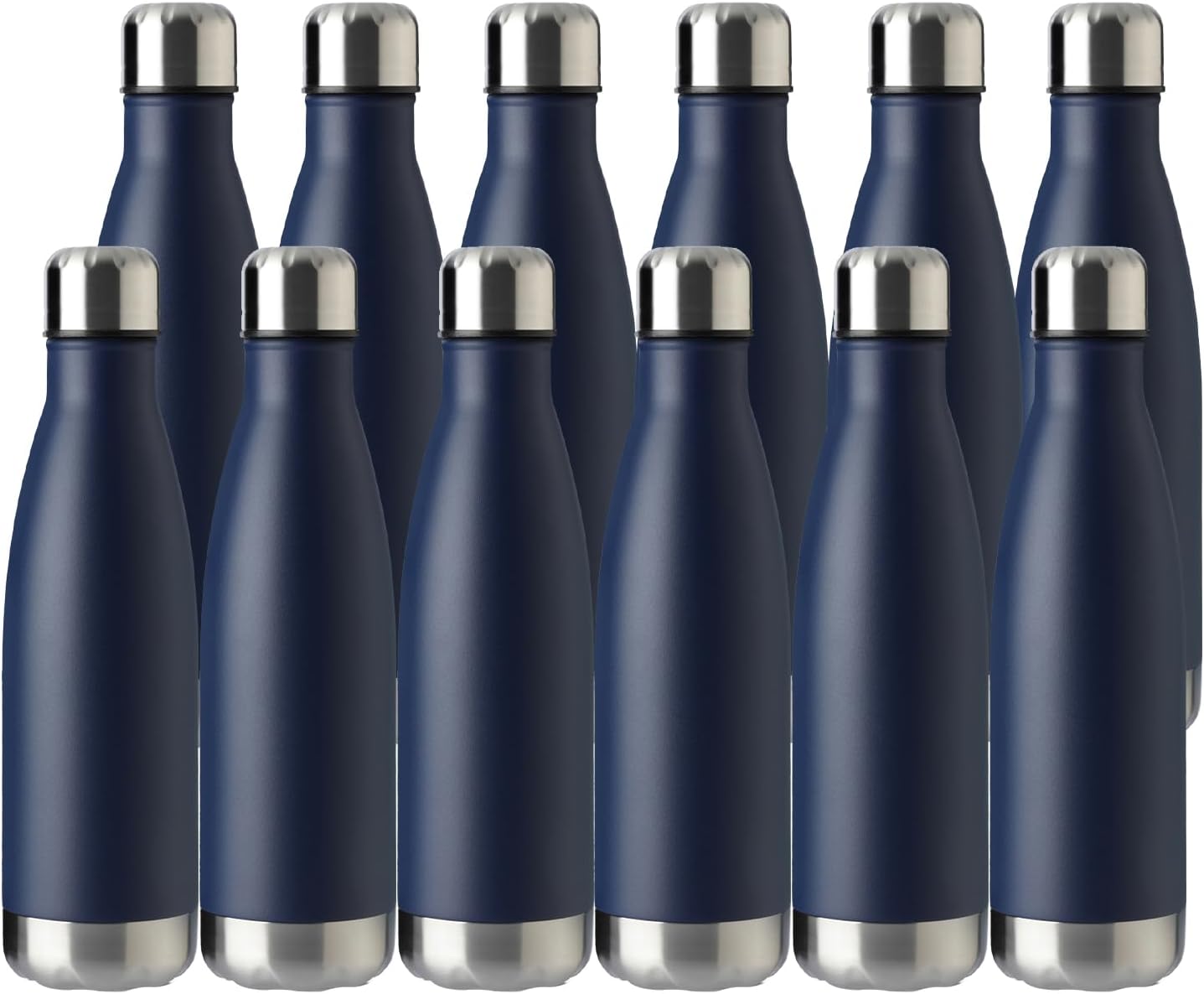 MEWAY 17oz Sport Water Bottle 12 Pack Vacuum Insulated Stainless Steel Leak-Proof Double Wall Cola Shape Water Bottle,Keep Drinks Hot & Cold (Navy,12 Pack)