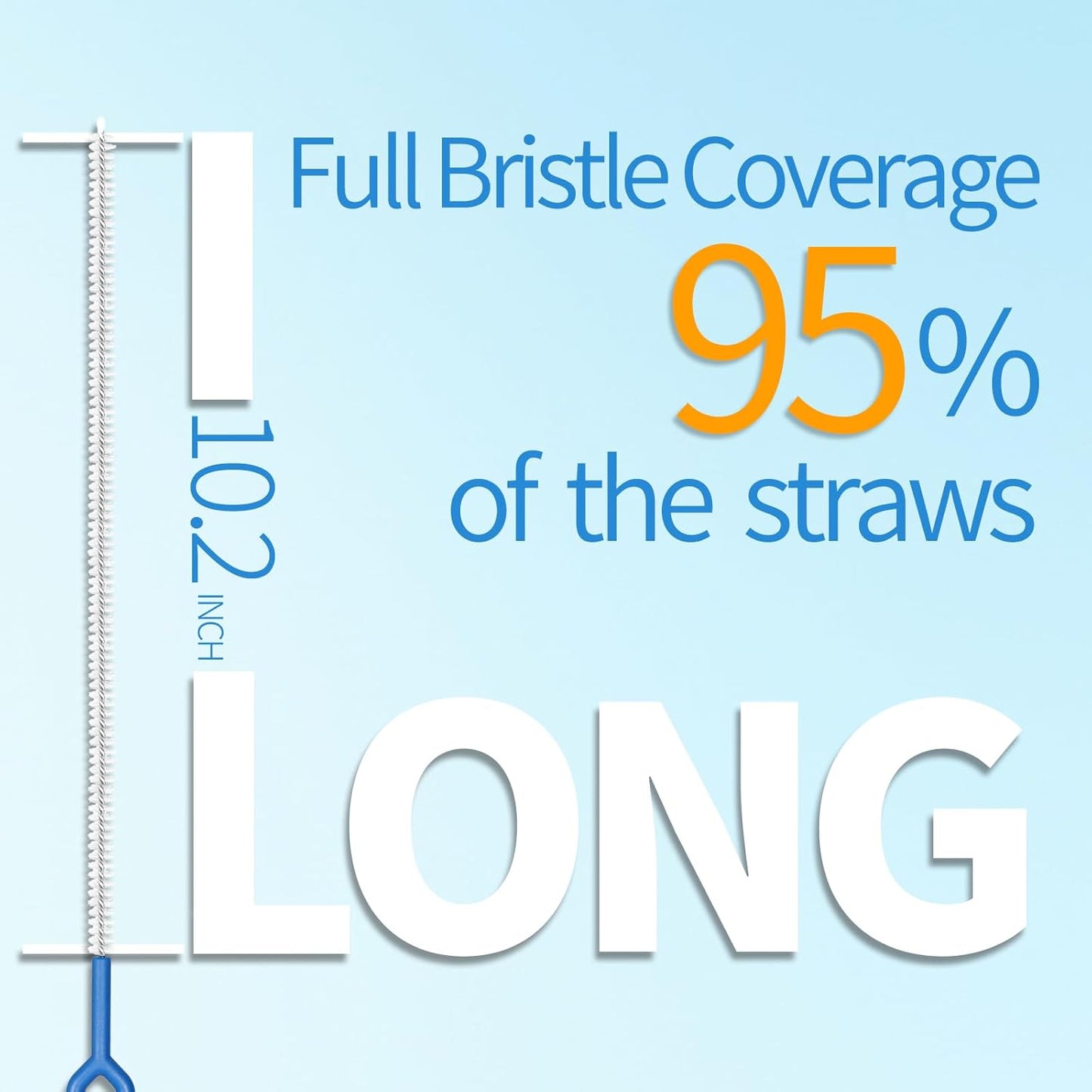 6 Pack Straw Cleaner Brush - 12.6 Inch Extra Long Straw Cleaners Different Sizes and Comfortable Handle for Metal and Plastic Reusable Drinking Straws,Bottle,Cup,Tube - Blue