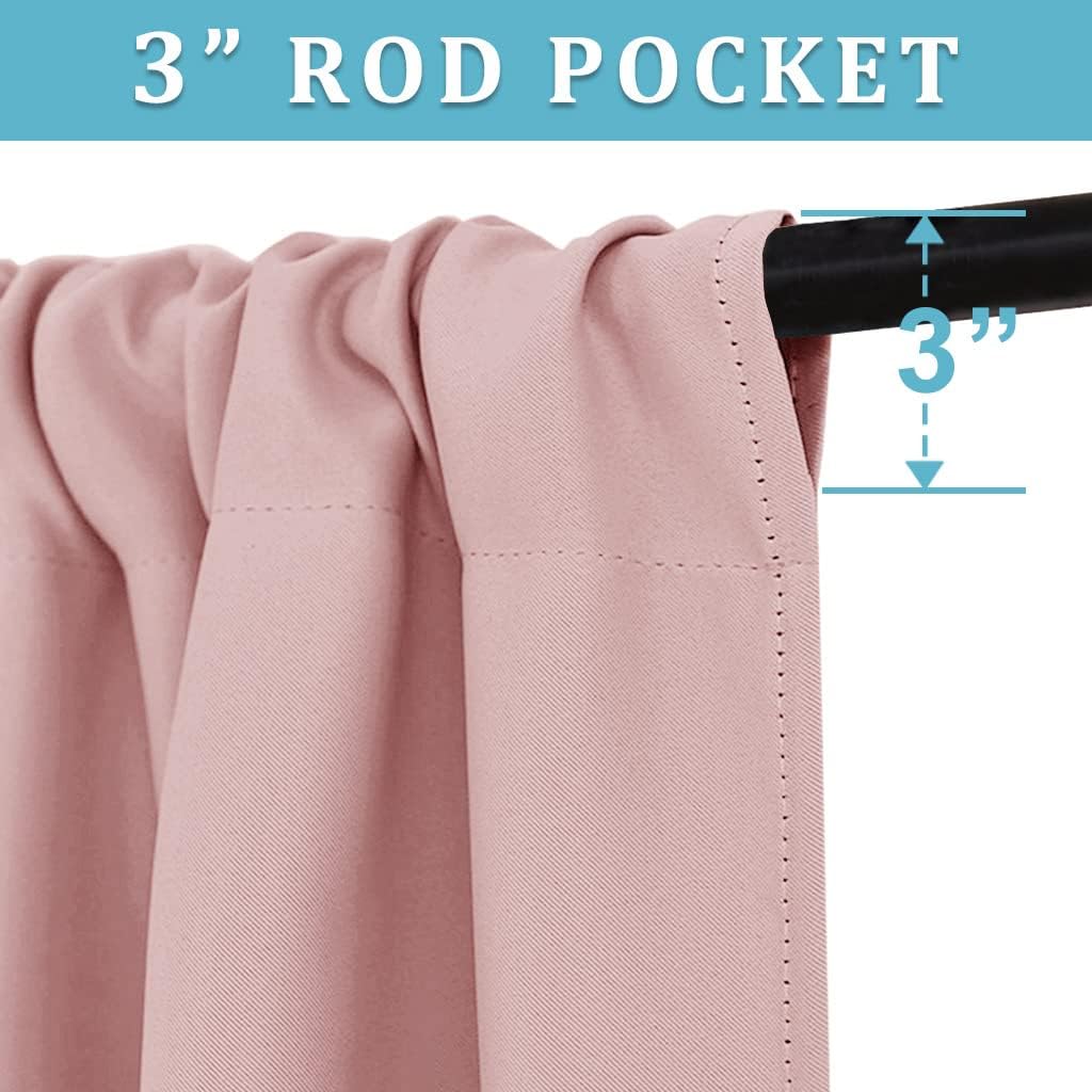 RYB Home Privacy Closet Curtains 36 inch 2 Panels Set, Room Darkening Rod Pocket Drapes Decorative Privcay Backdrops Thermal Shades for Bathroom Basement, Peach Blush, W42 x L36 inch