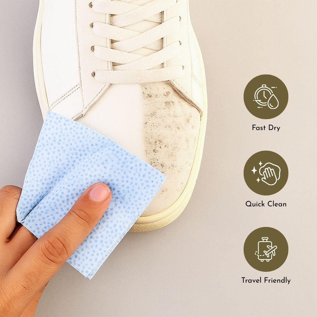 Ardur Premium Shoe Cleaning Wipes For Sneakers (30 Individually Wrapped Wipe) | Dual-Texture Design | Travel-Size | For Leather, Suede, Nubuck, Rubber & Synthetic | Quick-Dry Formula