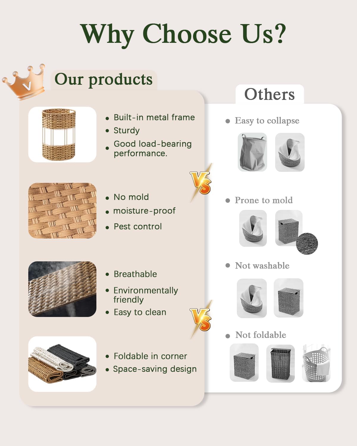 34.3 Gal (130 L) Large Laundry Hamper Laundry Basket Round Handwoven Wicker Laundry Baskets Rattan Laundry Basket with Removable Bag Handles 2 Mesh Bags for Living Room Bedroom Natural